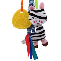 Baby Crib Hanging Stroller Rattle Teether Toy Cute Animal Pattern Handbell Newborn Baby Development Appease Toy Shower: Zebra