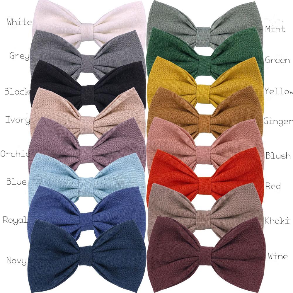 16 pièces/lot 3.5 pouces à la main tissu arc bandeau tissu arc pinces à cheveux doux en Nylon bandeau pour bébés bébé cheveux accessoire
