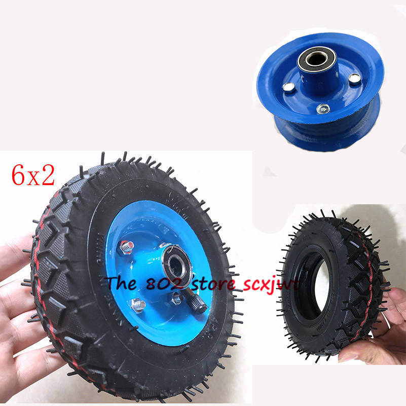 Size 6X2 Inflation Tire Wheel Use 6" Tire Alloy Hub 160mm Pneumatic Tyre Electric Scooter Pneumatic Wheel Trolley Cart Air Wheel