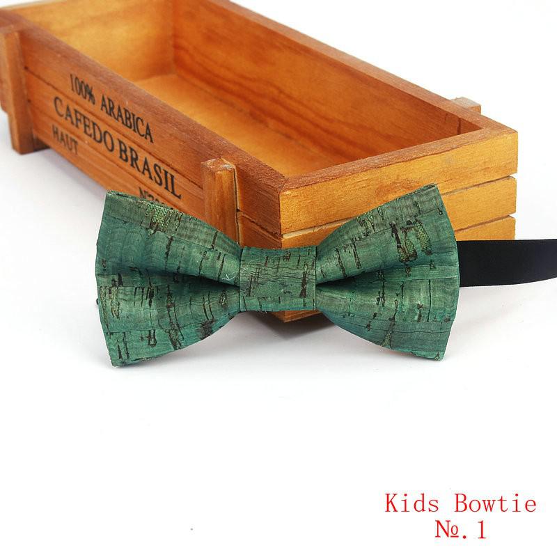 Brnad Neue freundlicher Kork Holz Bogen Krawatten freundlicher Neuheit Handarbeit Solide Krawatte für freundlicher Hochzeit Party verrotten Holz bowtie: Kinder-1