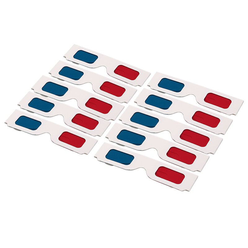 10 pièces/100 paires universel papier anaglyphe 3D lunettes papier 3D lunettes vue anaglyphe rouge Cyan rouge/bleu lunettes 3D pour film