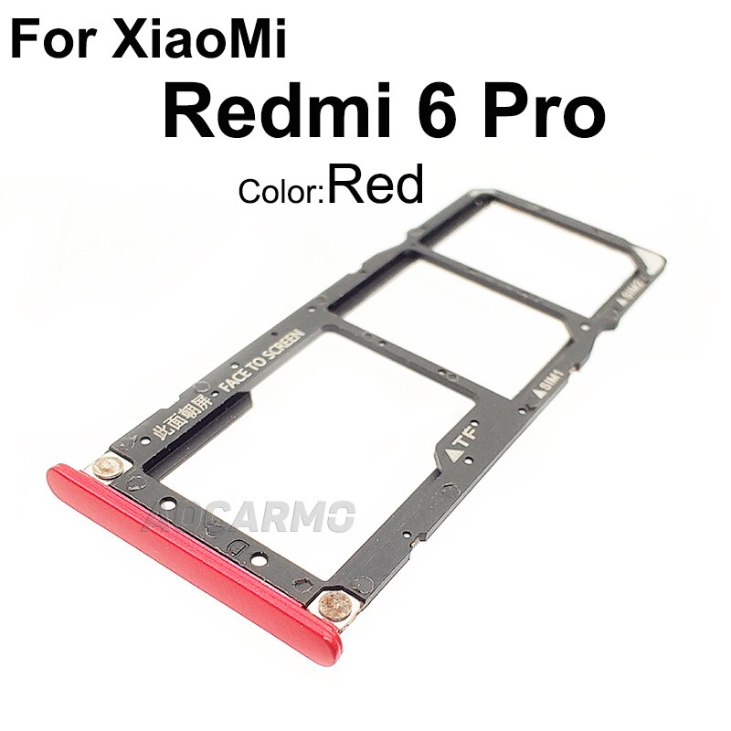 Aocarmo para XiaoMi Redmi 6 6A 6 Pro 6Pro de plástico de Metal Nano bandeja de tarjeta Sim MicroSD recambio de soporte de ranura parte