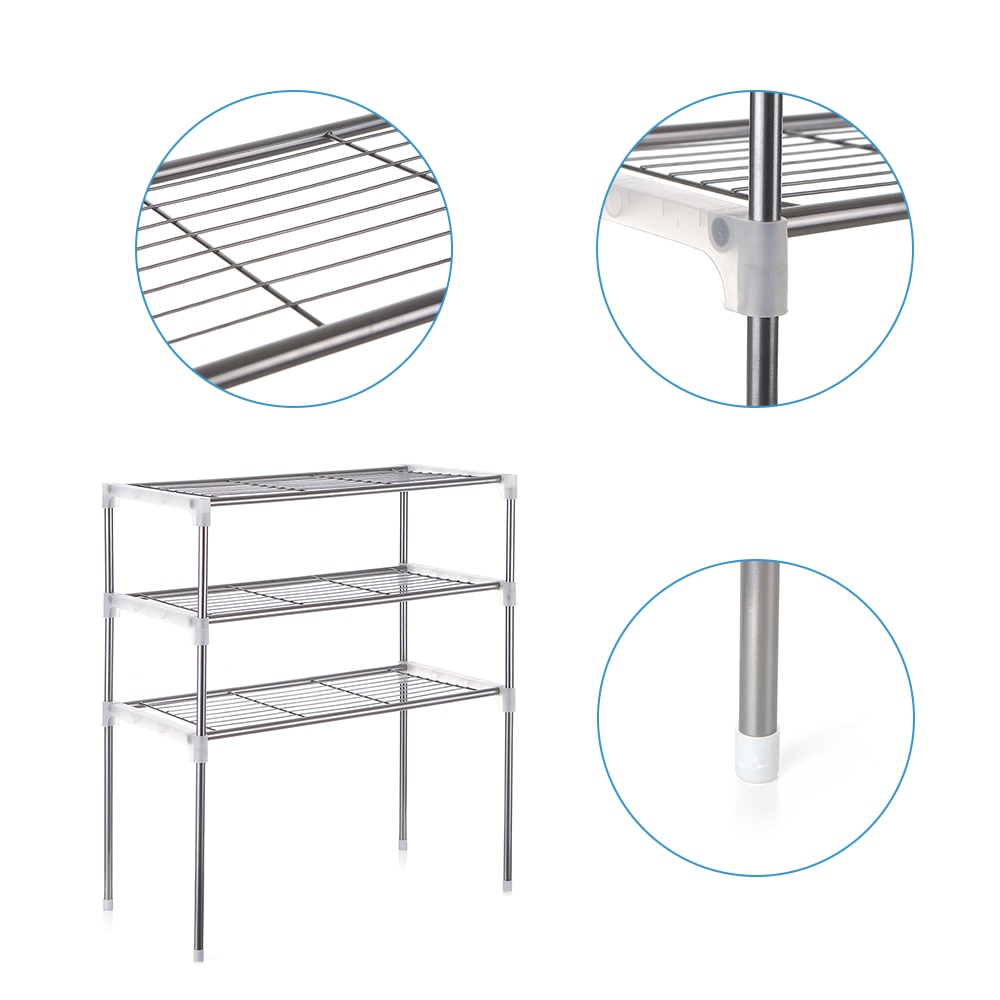 2-Tier/3-Tier Microwave Shelf Rack Kitchen Shelf Spice Organizer Kitchen Storage Rack Bathroom Organizer Shelf Book Shoes Shelve