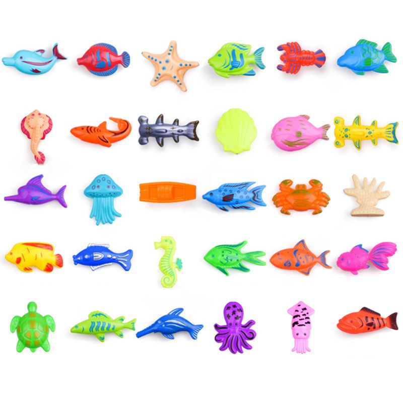 29 Pcs Magnetische Vissen Speelgoed Plastic Vis Hengel Vijver Set Kinderen Spelen Water U90B