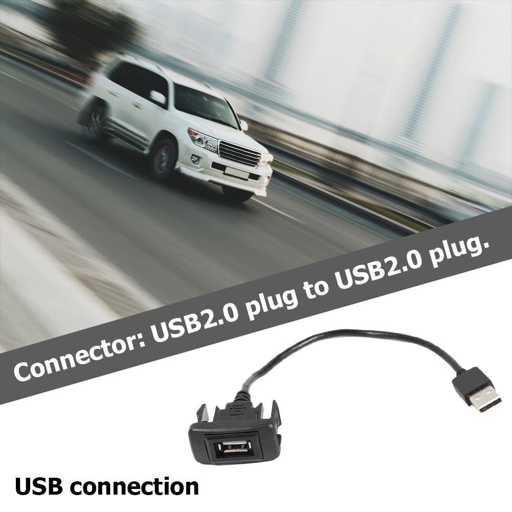 Car Dashboard Flush Mount USB 2.0 Port Panel Male to Female Plastic Extension Cable Adapter for Toyota Hilux Vigo Fortuner 04-12