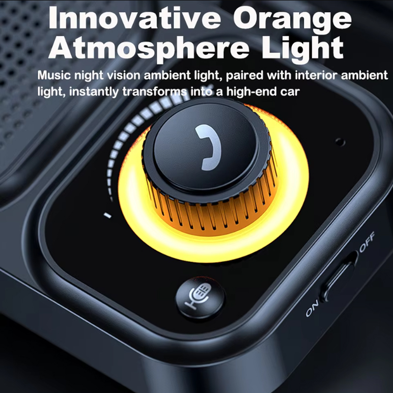 Zestaw głośnomówiący Bluetooth 5.4 robić samochodu z klipsem na osłonę przeciwsłoneczną, bezprzewodowy odbiornik audio, głośny odtwarzacz muzyki z podświetleniem ambientowym.