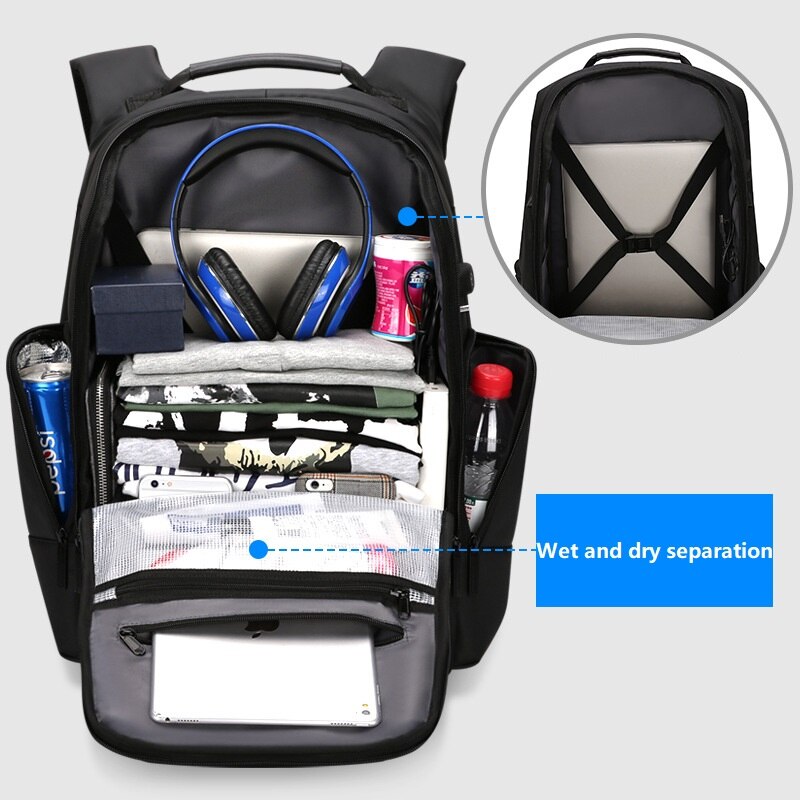 Anti-theft Man Backpack for Laptop 15 15.6 Inch Large Capacity Business USB Charge Water Repellent Travel Computer Backpack