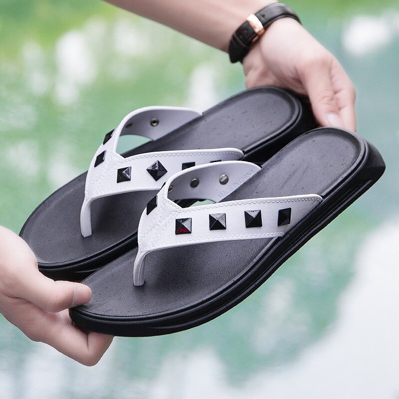 Mannen Slippers Zomer Strand Schoenen Mannelijke Slides Licht Antislip Flip Flops Solid Casual Slippers Outdoor Indoor Sandalen Man slippers: WHITE / 39