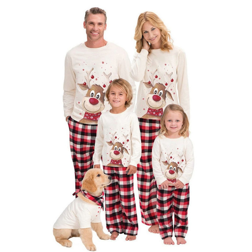 Familj jul pyjamas kläder set familj jul vuxen barn baby pyjamas set familj look matchande kläder nattkläder