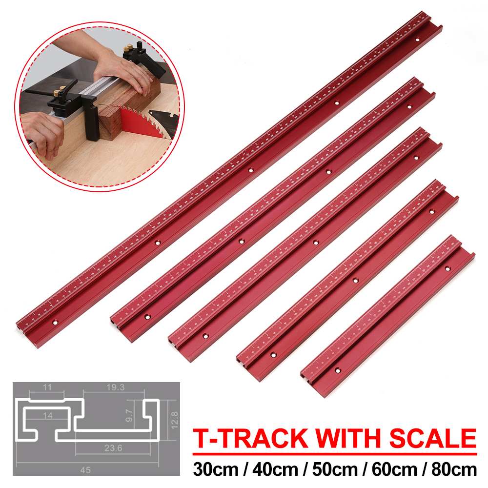 T Track with Scale Alloy T-tracks Slot Miter Track 300-800mm Woodworking Saw Table Workbench DIY Tools