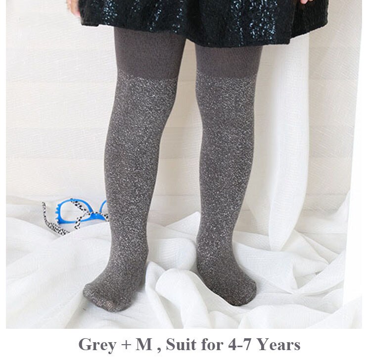 Bling Baby Pantyhose Multicolor Shiny Cotton Children Baby Girl Tights S/M for 0-7 Years: Grey M