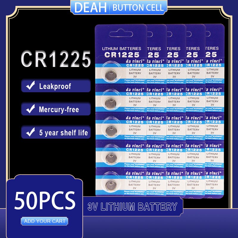 50 stk / parti  cr1225 lithiumbatteri 3v cr 1225 lm1225 br1225 kcr 1225 til urcomputer regnemaskine kontrollegetøj knapbatterier