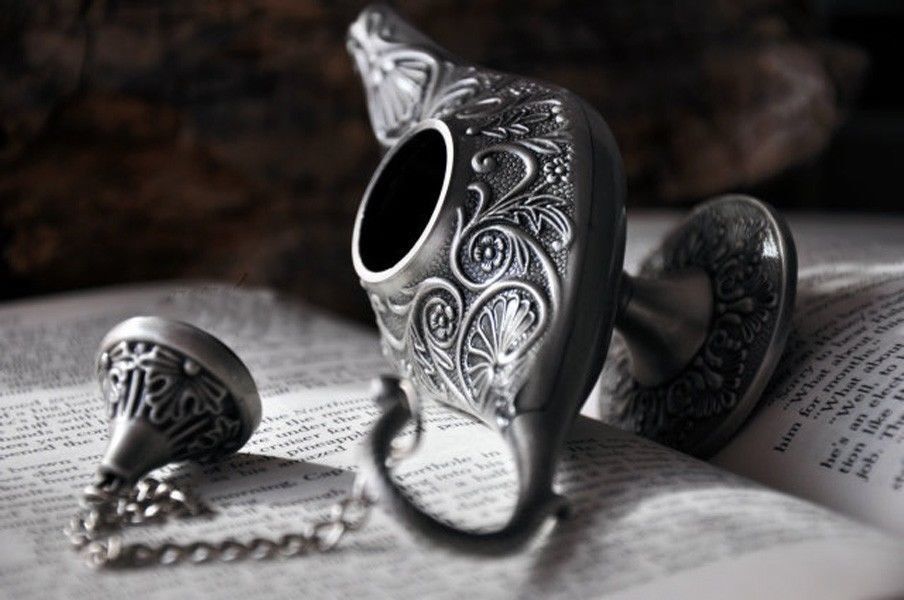 longer 22CM Silver Rare Legend A*laddin Magic Genie Light Lamp Pot Russian tea Pot Al--addin Pakistan lamp Decoration BRASS