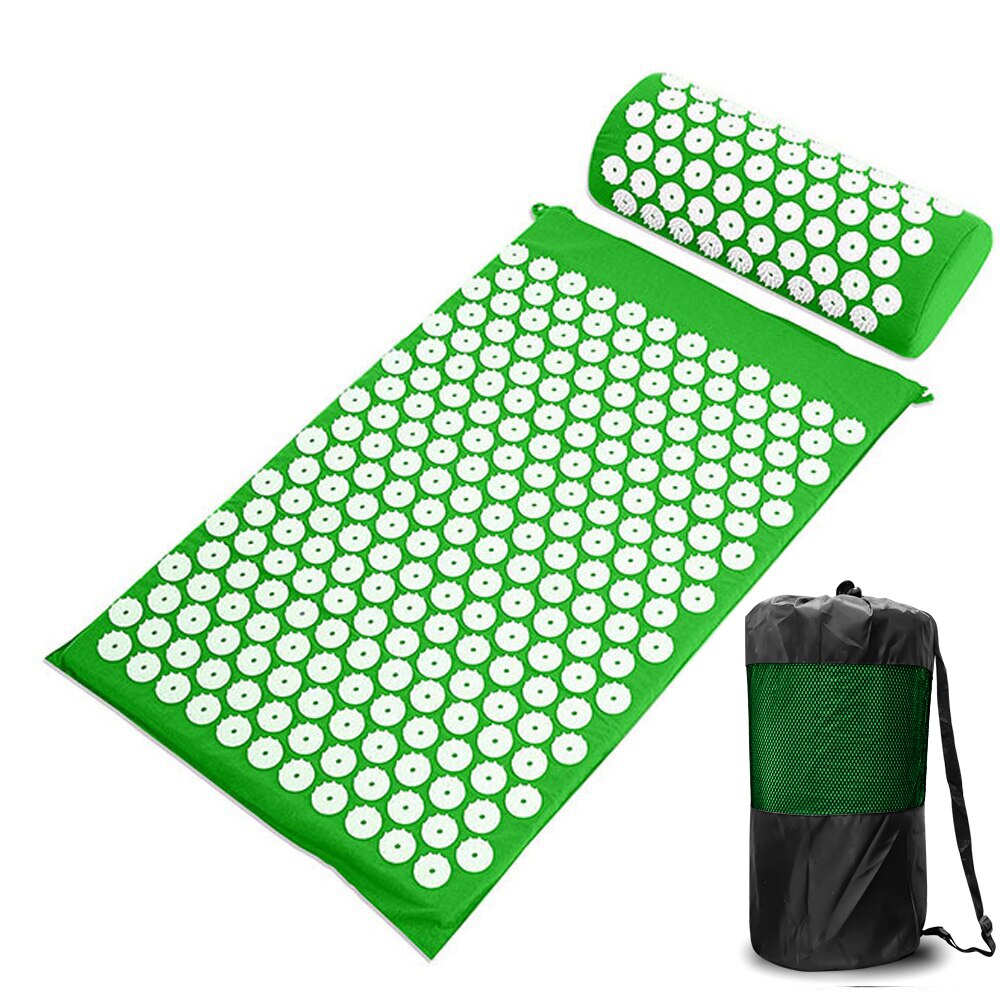 Esterilla masajeadora de acupresión para cuello y espalda, almohada corporal, aplicador, almohadilla de masaje de pies, aplicador: Green