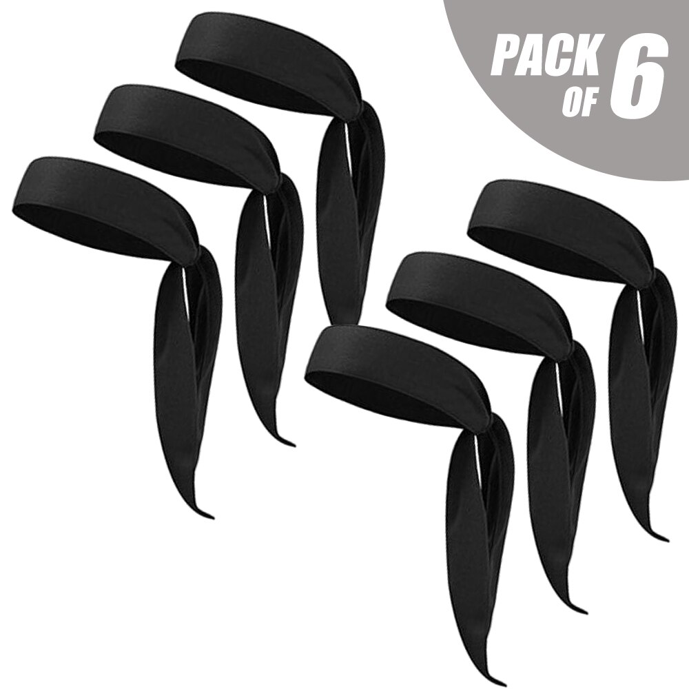 6pcs Sports Head Ties Non-Slip Headbands Sweatbands Bandana for Women Men Running Cycling Basketball Tennis mens headband: Black