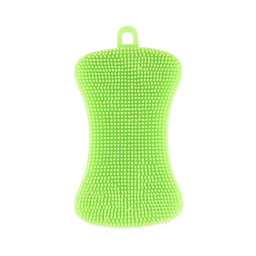 1Pc Keuken Borstel Siliconen Afwasborstel Pot Pan Spons Scrubber Fruit Groente Schotel Wassen Schoon Borstel: Green