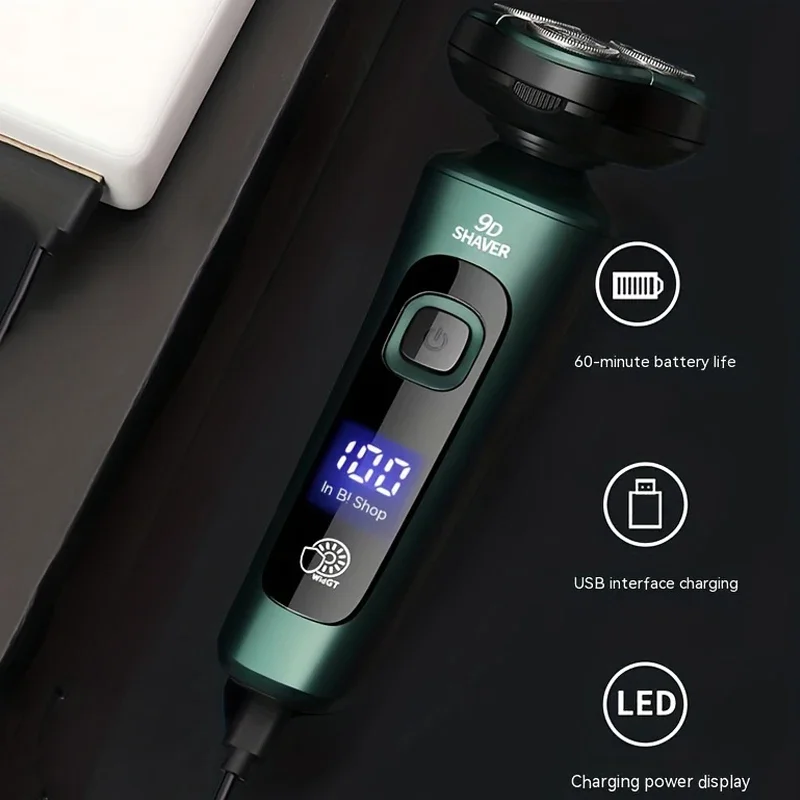 Nueva Afeitadora eléctrica con pantalla Digital LED, maquinilla de afeitar flotante de tres cabezales, recargable por USB, cuchillo para Barba portátil multifunción