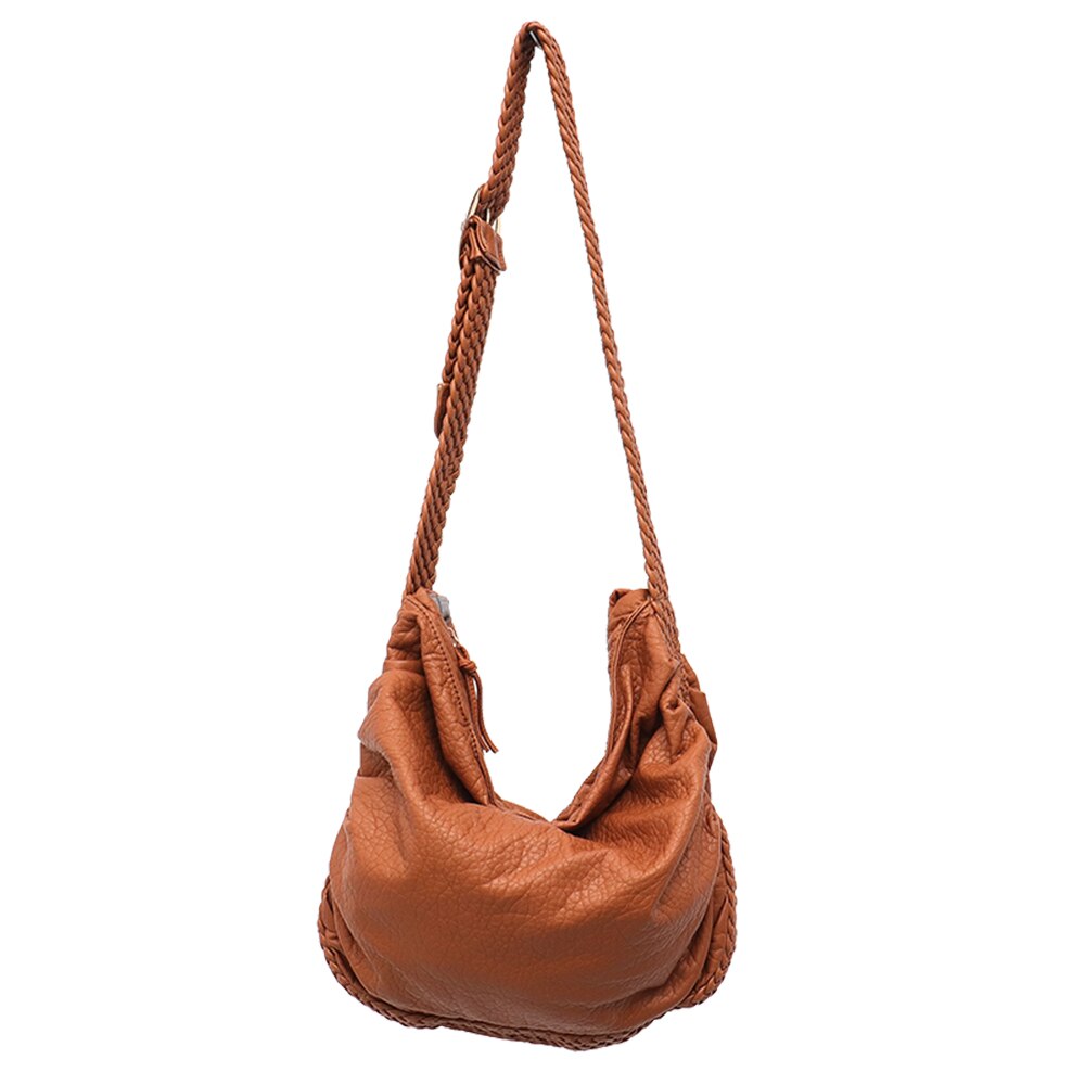 CEZIRA groß Weiche lässig Frauen Taschen Mädchen Waschen PU Leder Schule Handtasche Damen Einstellbar Gewebt Schnalle Gürtel Bote & Schulter tasche: bräunen