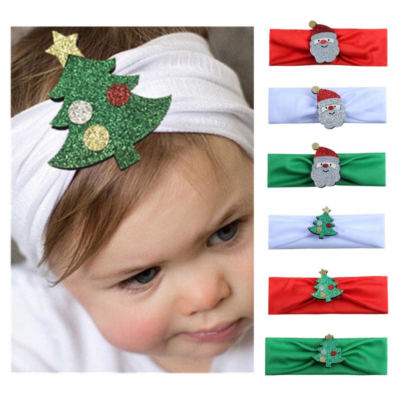 Elastic Hairbands XMAX Tree Santa Claus Headwear Hair Bands Kids Baby Christmas Headband Elastic Headwears Decoration