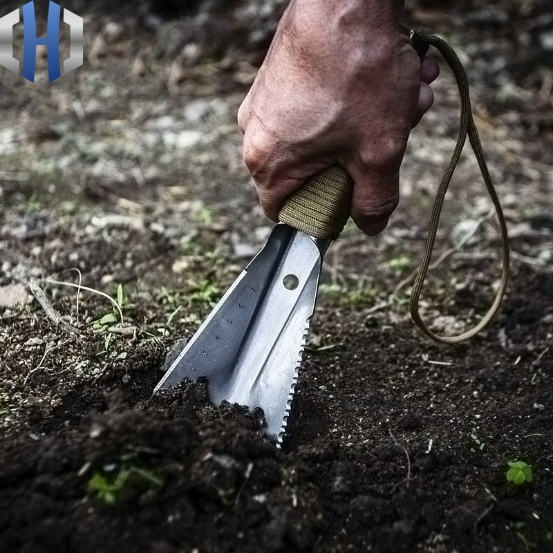 Pala para usar al aire libre multifuncional, pala de mano pequeña portátil, ingeniería, excavación de vegetales silvestres, jardinería, herramientas de flores, pala