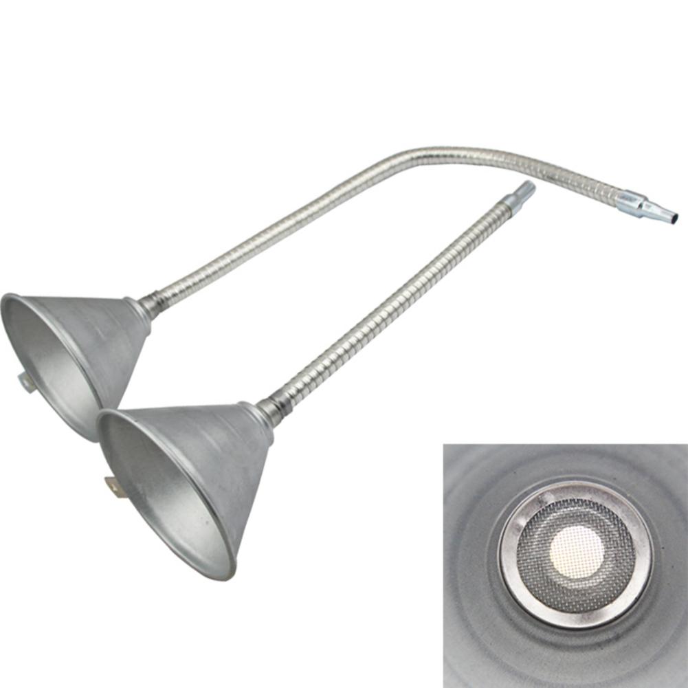 Extra-long Galvanized Metal Utility Funnel With Flex Tip And Screen Use For Engine Oil Transmission Fluid Power Steering Fluid