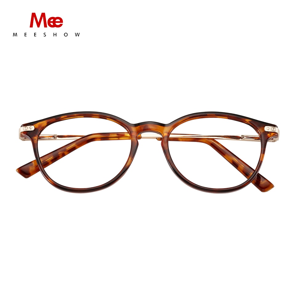 Meeshow Men Women Anti-Blue Multifocal Round Shape Reading Glasses From Italy Optical Metal Vulture Plating Templs