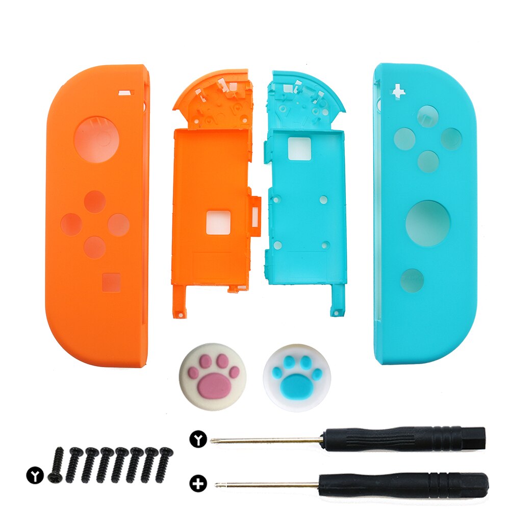 YuXi Plastic Right Left Housing Shell Case Cover for Nintendo Switch NS NX Joy-Con Controller with Silicone Analog Thumb Grip: ED