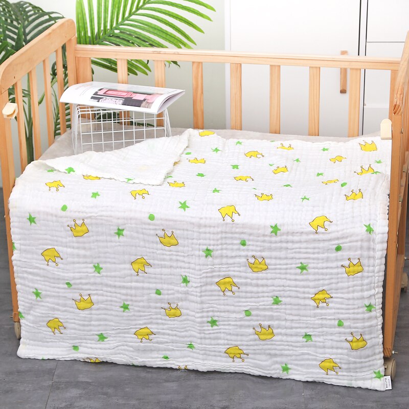 Baby Blanket Muslin Swaddle for Newborn Boy Girl Blanket 6 Layers Organic Baby Bedding Blanket Cotton Gauze Blanket Diaper: Crown
