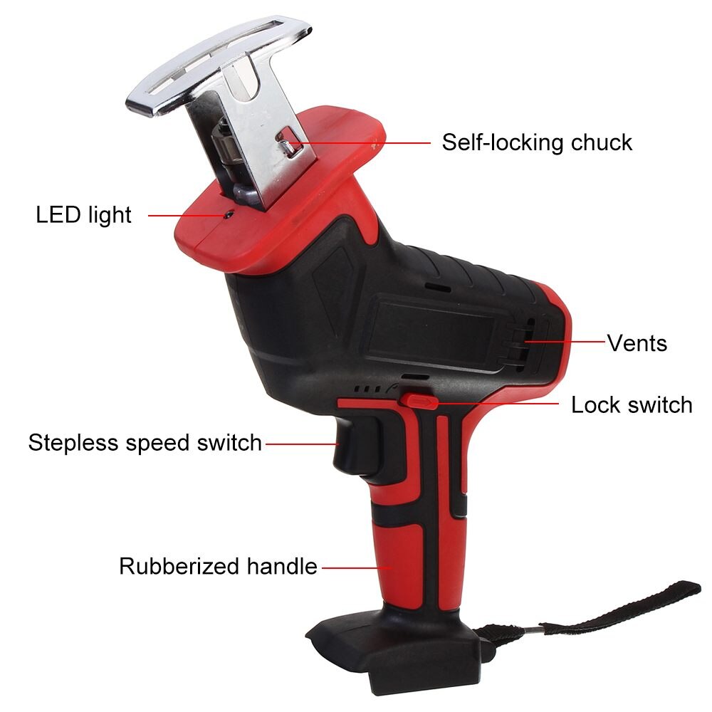 3000RPM/min Cordless Reciprocating Saw Blade Electric Saber Saw Kit For Wood Metal Chain Cutting Power Tool without Battery