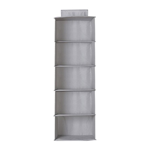 Home Wardrobe Hanging Organizers Clothes Shoes Pocket Storage Box Garment Underwear Shelf Shelves With Drawer Case Accessories: L Gray 5 Layers