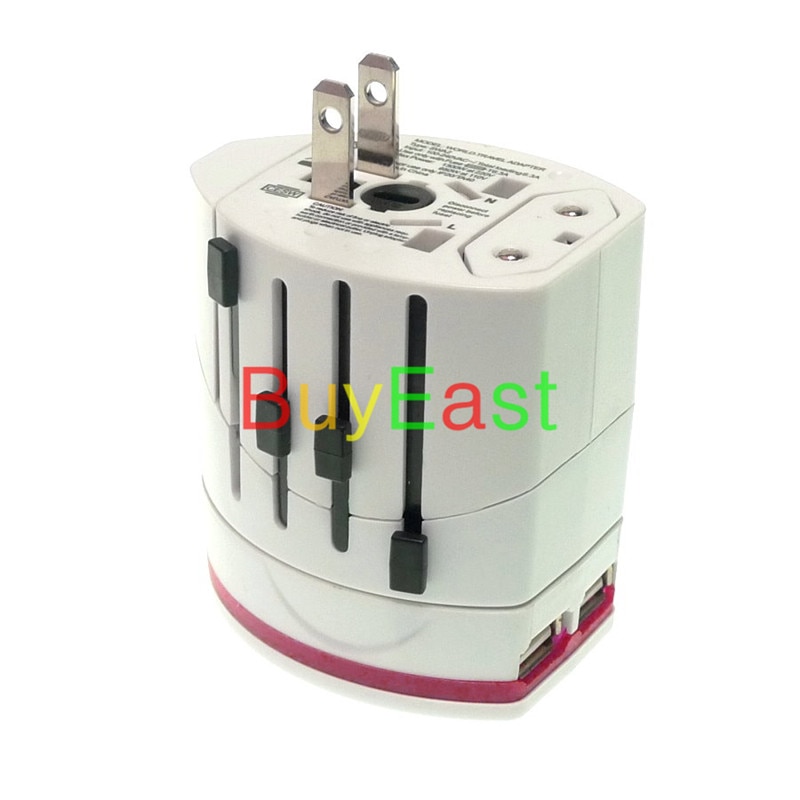 Dual 2 Port USB Travel Plug Adapter Change UK/EU/US/AU/China/Japan Plug Works In Over 150 Countries
