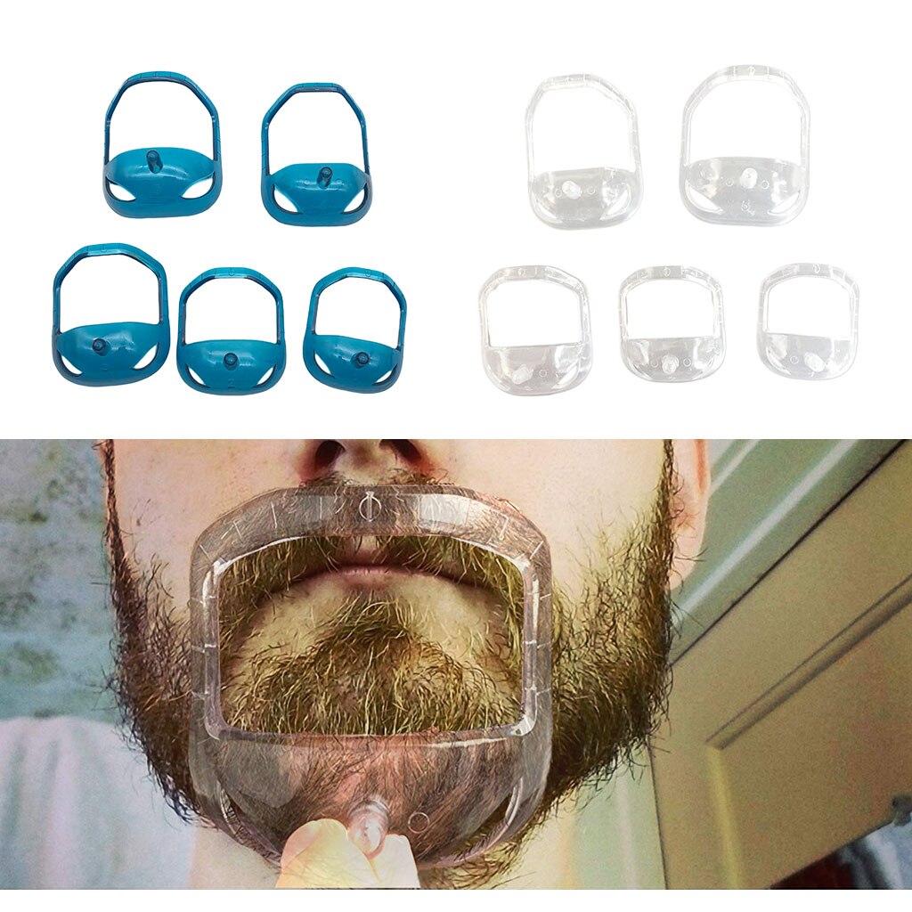 Paquete de 10 plantillas para modelar bigote, Barba, goatí, transparente + azul