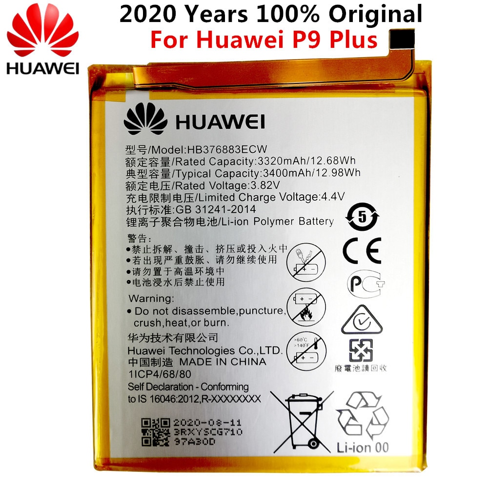 Originele Voor Huawei HB376883ECW Oplaadbare Li-Ion Telefoon Batterij Voor Huawei P9 Plus 3400Mah VIE-AL10 Mobiele Telefoon Batterijen