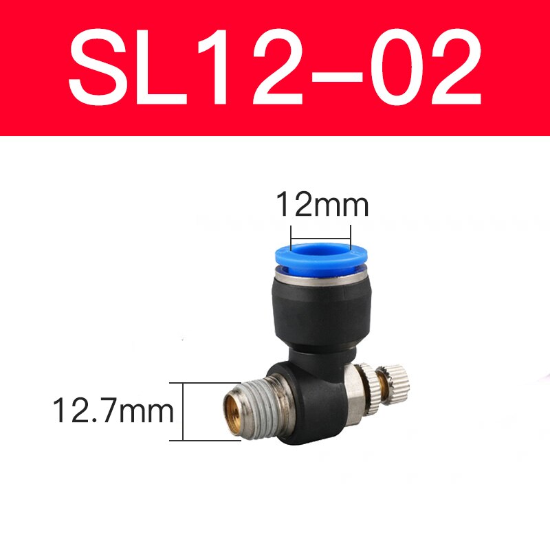 Blue pneumatic connector SL 4/6/8/10 / 12mm series pneumatic throttle speed control valve external thread cylinder throttle: SL 12-02