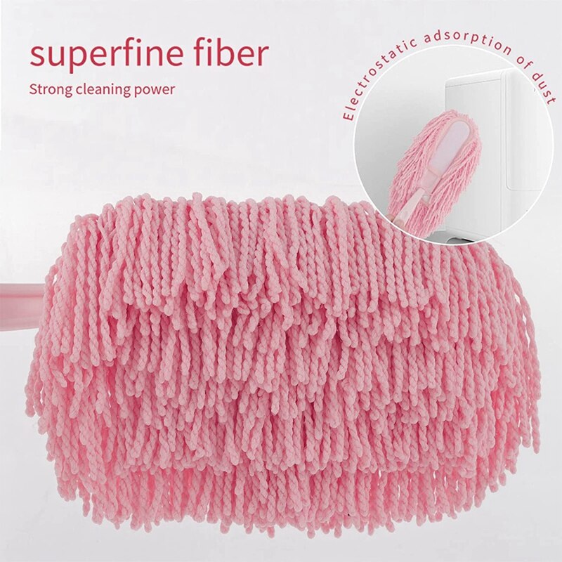Plumeau à plumes rose et blanc réutilisable, pour le nettoyage des crevasses et des meubles, dépoussiérage électrostatique, 2 pièces