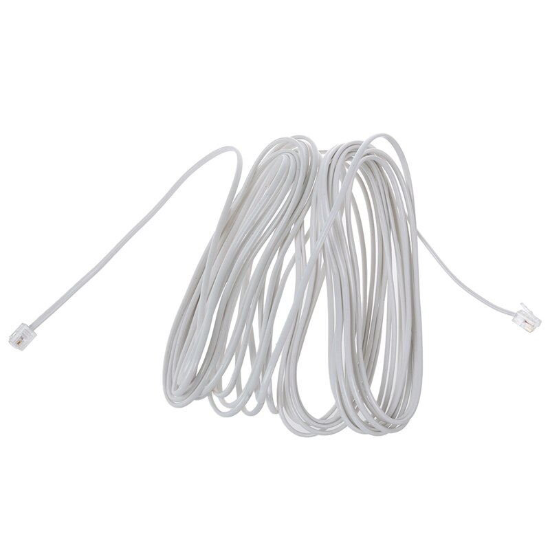 2X 9M 30ft RJ11 6P2C Modulare Telefon Telefon Kabel Draht Weiß