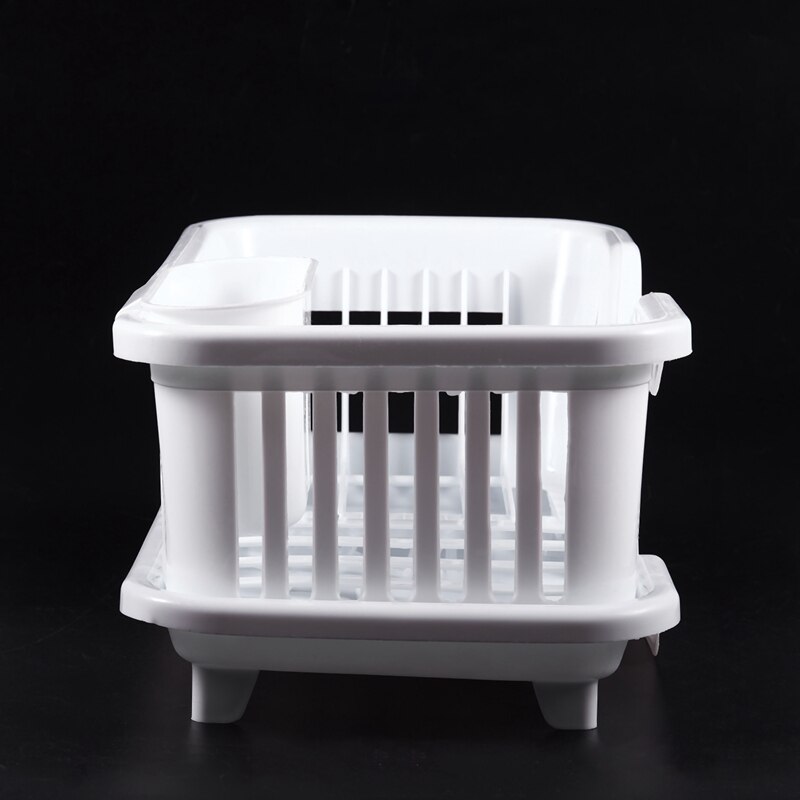 Kitchen Sink Dish Plate Utensil Drainer Drying Rack Holder Basket Organizer Tray, White