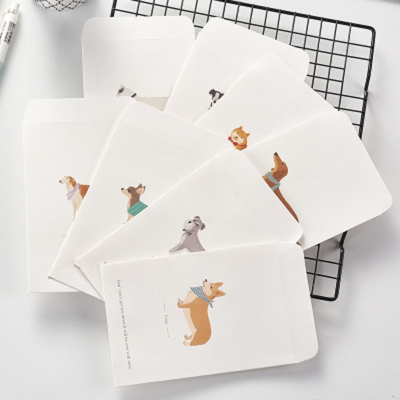 10 stk/sæt 16*11cm kawaii dyr sød hund mønster konvolutter til fest invitationer valentinsdag elskere besked kort