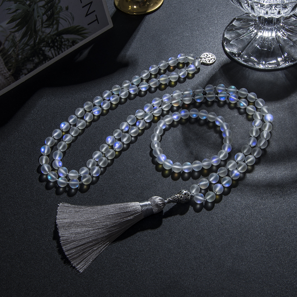 8mm cristal austríaco frisado atado 108 mala conjunto meditação yoga oração colar jóias para mulheres charme rosário