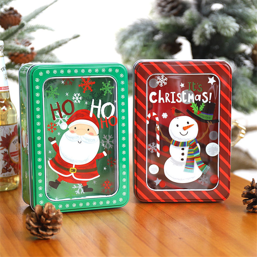 Emballage de noël en fer, boîte à bonbons, joyeux noël, bonhomme de neige, fête, décoration de bonbons Cookies faits à la main
