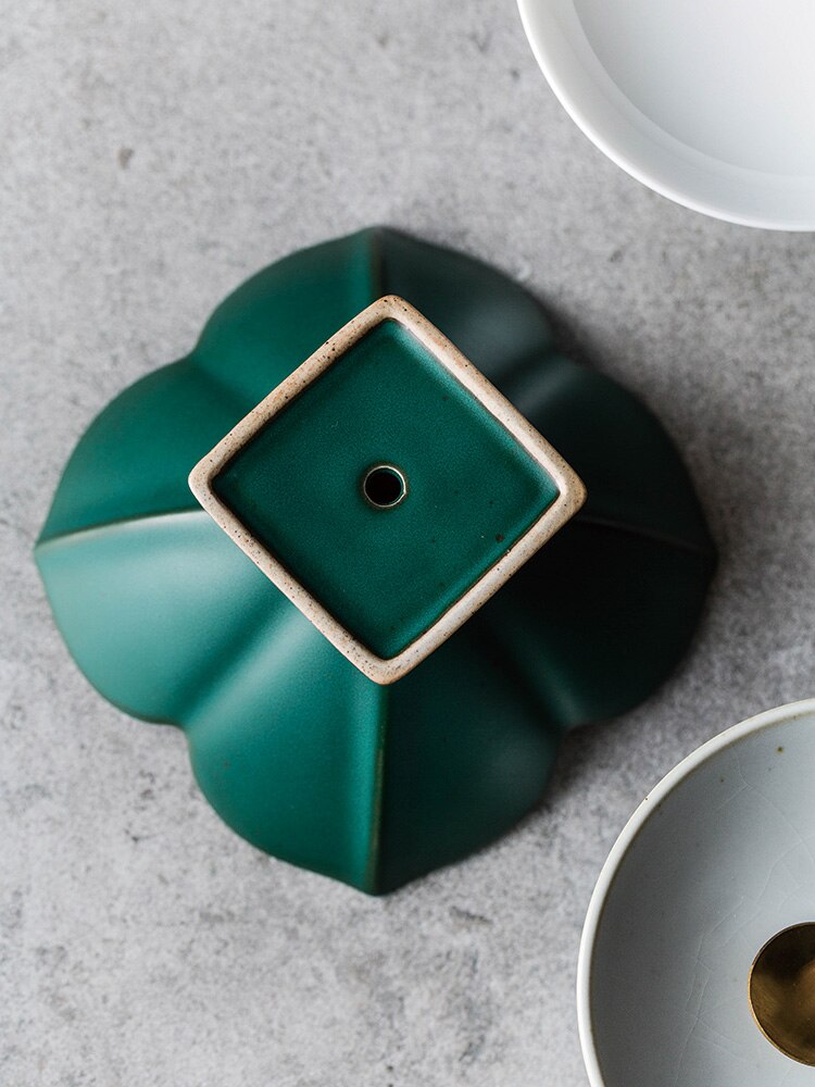 Green Glaze High Fruit Bowl Ceramic High Sashimi Plate Tea Plate Decoration