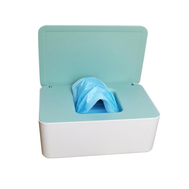 Plastic Tissue Box Wet Tissue Holder Cover Wipes Paper Tissue Paper Storage Box Paper Towel Dispenser Home Napkin Organizer: Green Lid White Box
