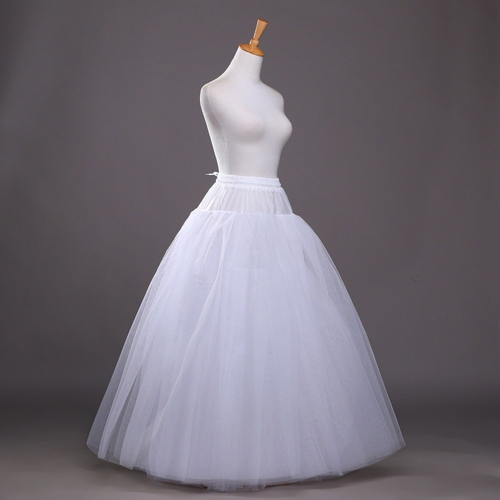 Charmingbridal A-line 4 Layer Hoopless Petticoat Crinoline Underskirt Slips for Wedding Dress White puffy petticoat