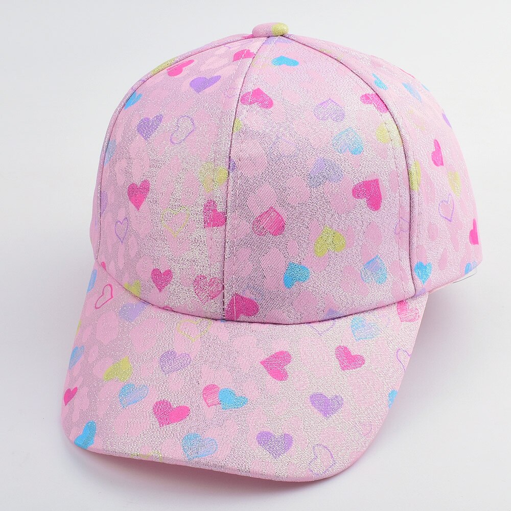 Gorras de béisbol coloridas para niños y niñas, gorros con estampado de corazón de amor, a rayas de arcoíris brillante, 2-8 años: pink