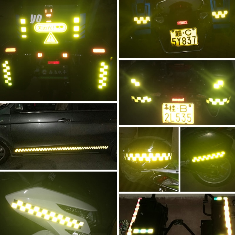 6PCS Batenburg Reflecterende Sticker voor Politie Motoren Kofferbak Auto Decal Night Zichtbare Waarschuwing Tape Decoratie Gemaakt met 3M