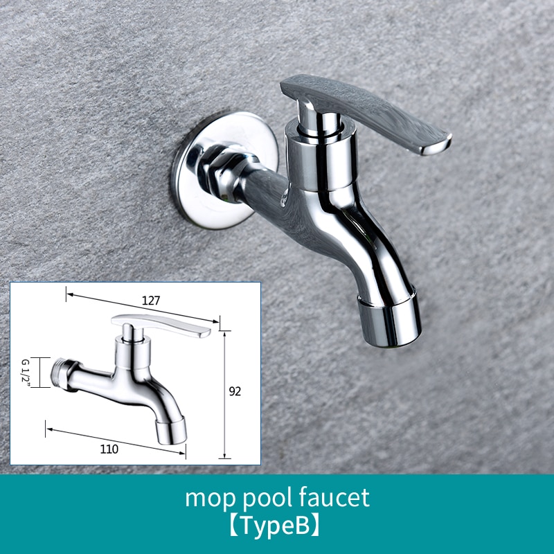 Wall Mounted Lengthen Washing Machine Tap Mop Pool Tap Garden Outdoor Water Modern Kitchen Bathroom Faucet