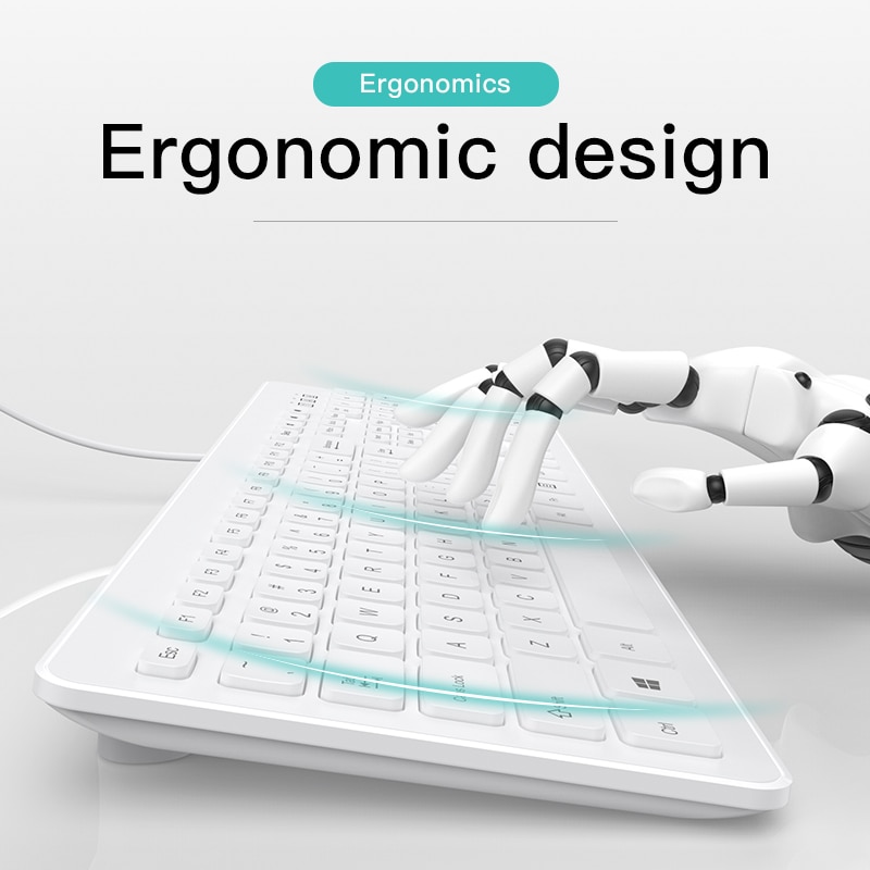 Silent Keyboard and Mouse Set Wired Ergonomic Mute Keycap Office Gaming USB Full-size Keyboard Mouse Combo Desktop PC Keyboard