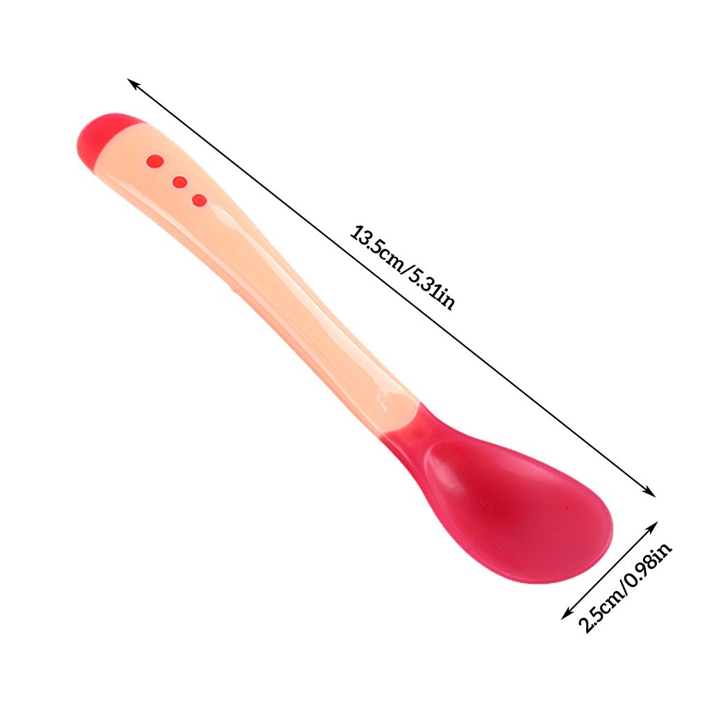 Bebé cuchara Temperatura de detección niño Tenedor de silicona arco alimentación de bebé cuchara Sensor de temperatura cucharas: pink