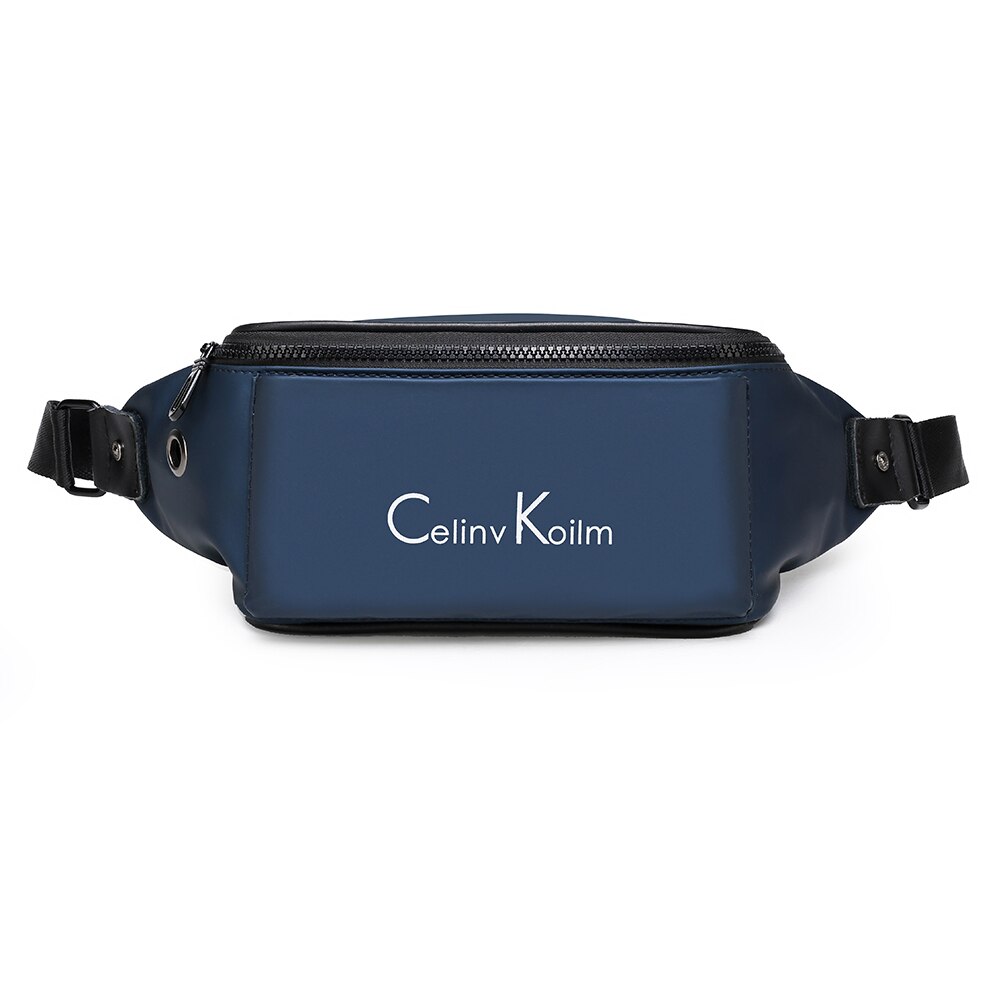 Celinv koilm merkevare fanny pack slim myk oxford klut unisex vannavstøtende midje bag pack for mann bryst sling bag motorsykkel: Blå