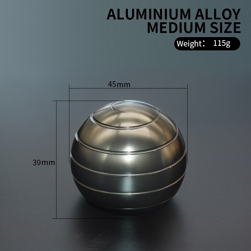 2020 115g/210g Llusion Che Scorre Scrivania Palla di Decompressione Giocattolo In Lega di Alluminio Superiore di Filatura di Metallo Anti-Stress Regalo: GreyMedium